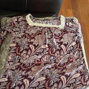 Sami & Jo Burgundy and Cream Paisley Blouse